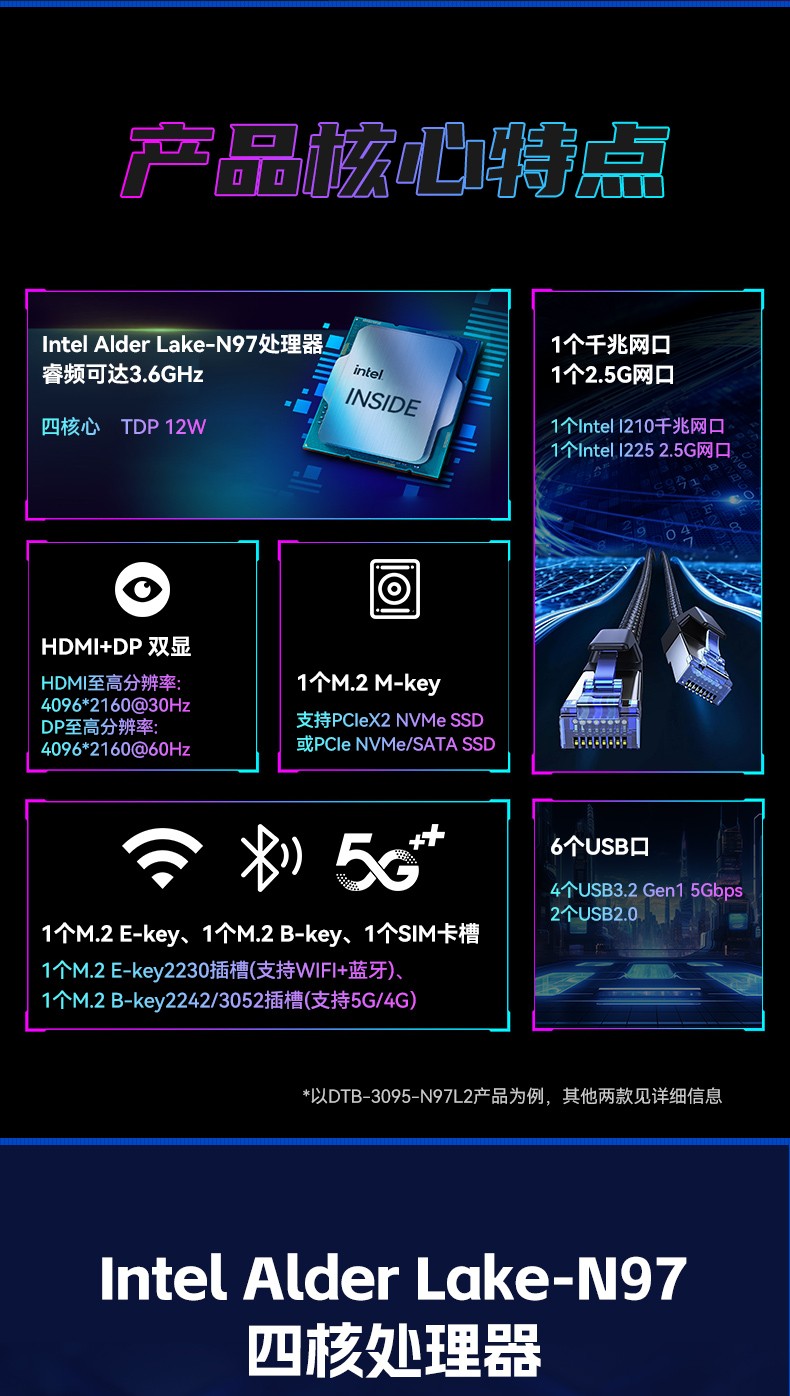 高性能緊湊型小型工控機,多網(wǎng)口無風(fēng)扇工控機,DTB-3095-N97L4.jpg